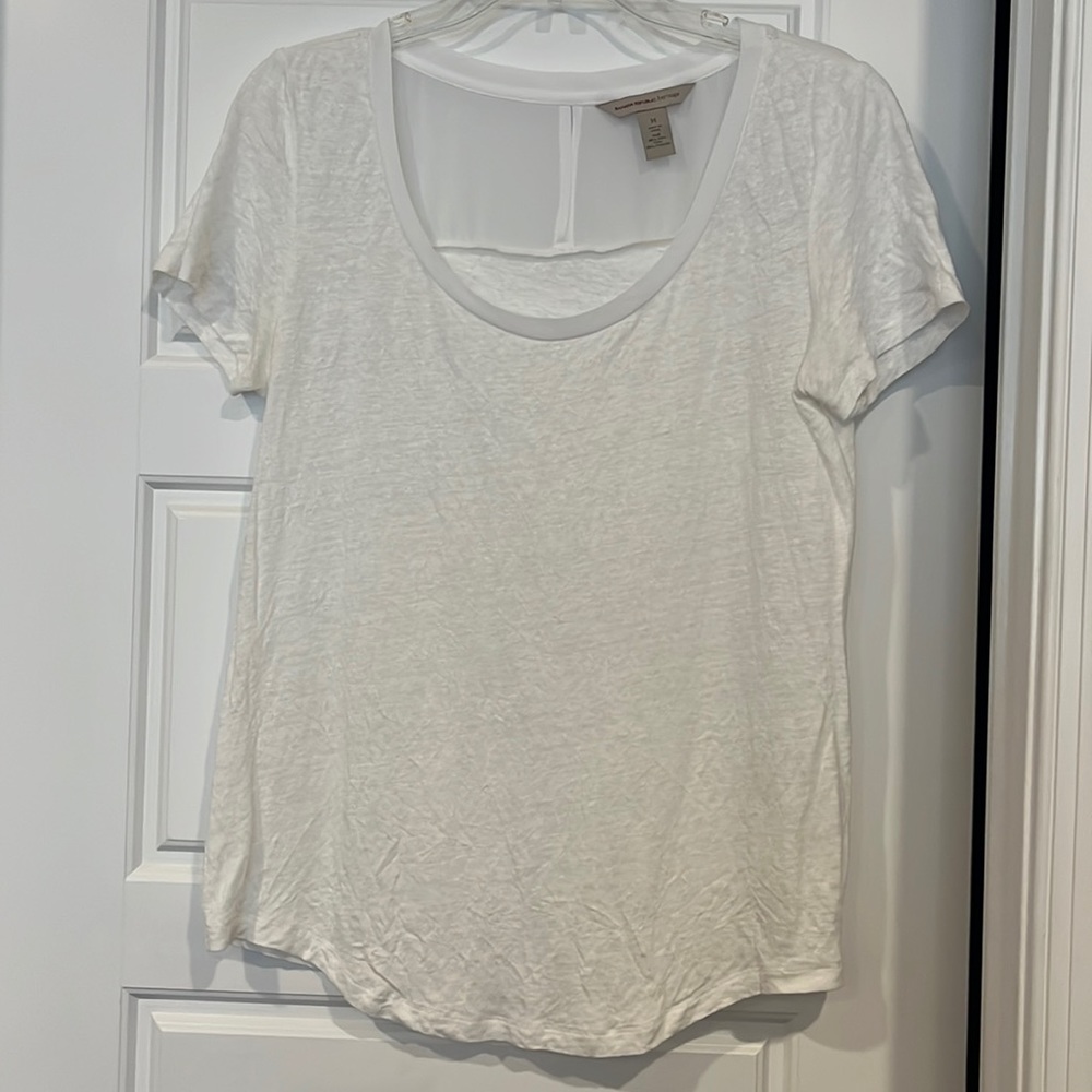 Banana Republic contrast short sleeve tee 100% linen size M